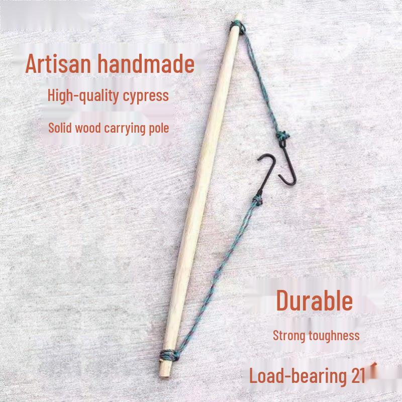 Doppelhaken-Tragestange aus Massivholz - Verdickte Zypresse, Traditionelles Haushalts-/Landwirtschaftsdesign
