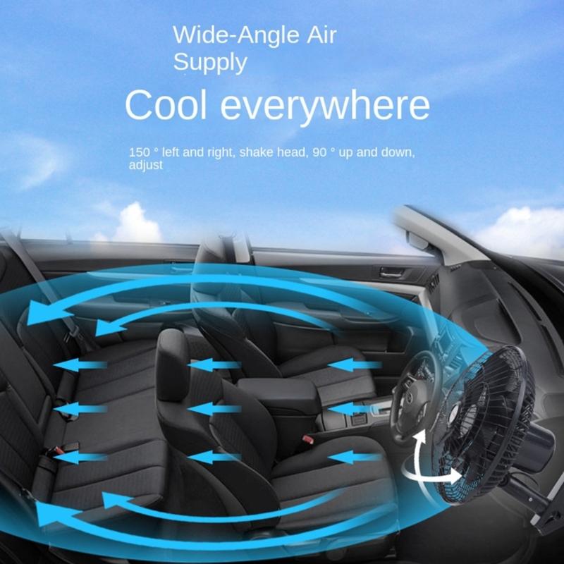 Oscillating Car Fan 12/24V with Strong Airflows Clip On Designings ABS Fan Portable Fan for Efficient Cooling In Vehicle