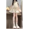 Summer New Holiday French Solid Color Sleeveless Neck Suspender Dress Children Small Waist Short Skirt