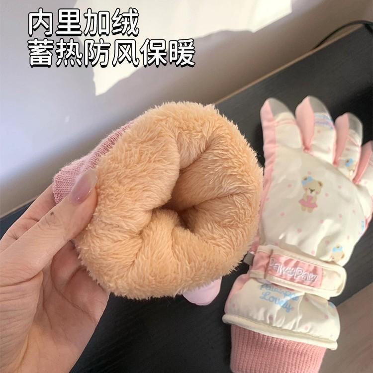 2026 Gloves Skiing Waterproof and Warm, Piled and Thickened Cycling Windproof and Cold-proof, Cute Fingers for Men and Women