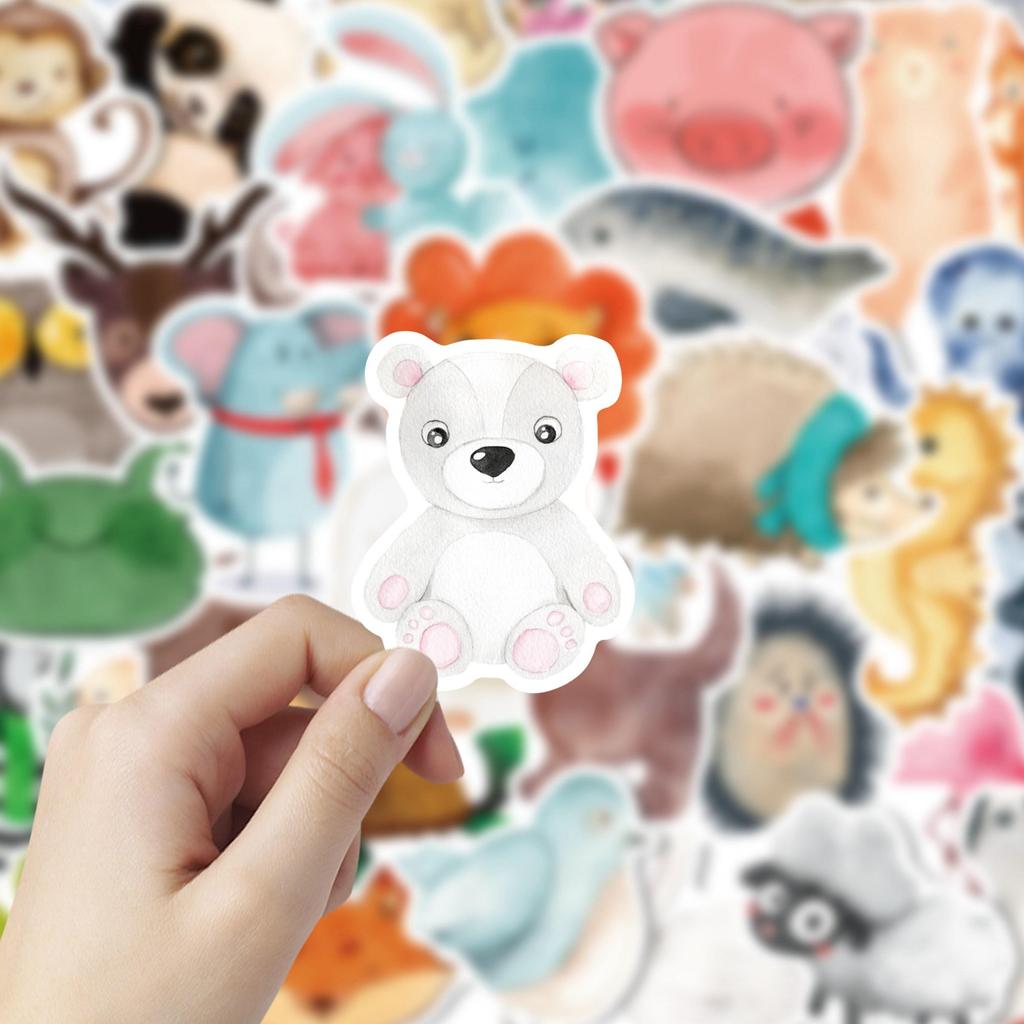 80pcs Cute Animal Stickers for Kids Cartoon Animals Decals On Water Bottle Laptop Scrapbook Watercolor Waterproof Vinyl Sticker
