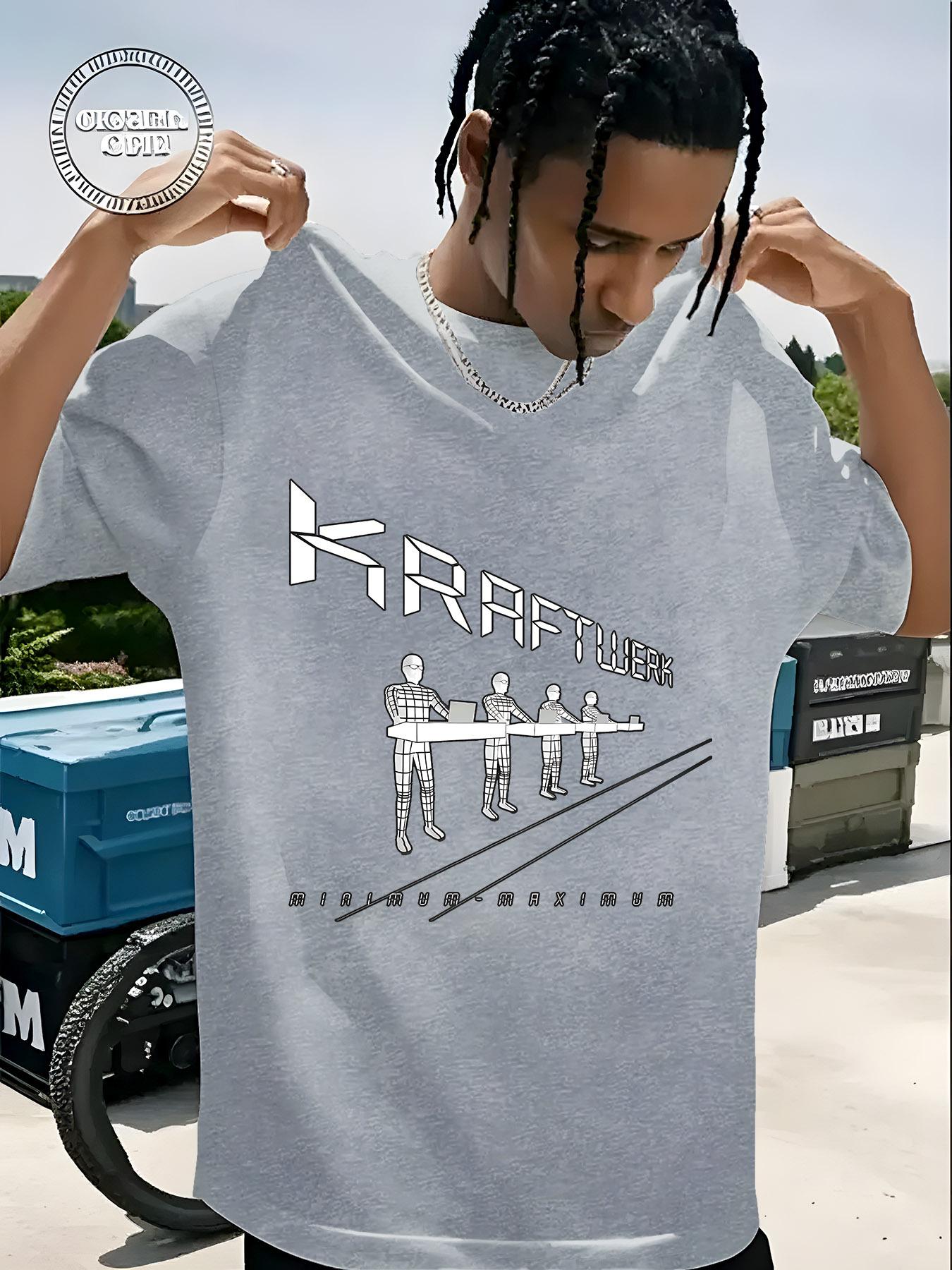 Kraftwerk-Inspired Lightweight T-shirt - Casual Crew Neck XXL
