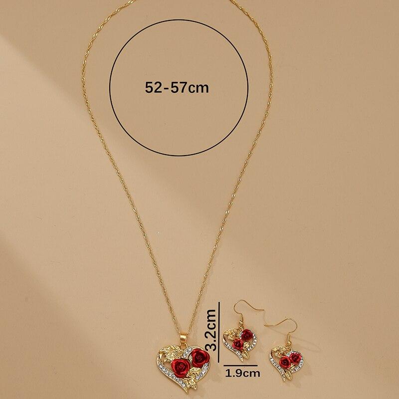 Creative Love Rose Heart Pendant Necklace For Women Exquisite Zircon Forever Necklace Romantic Valentines Day Jewelry