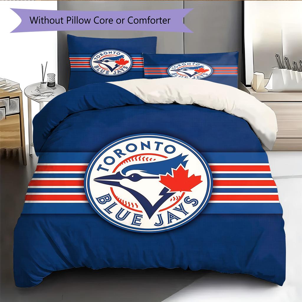 Toronto Blue Jays2 Muster Bettwäsche Bettdecke Set Heimdekoration Geschenk (1 Bettbezug + 2 Kissenbezüge (ohne Füllung))