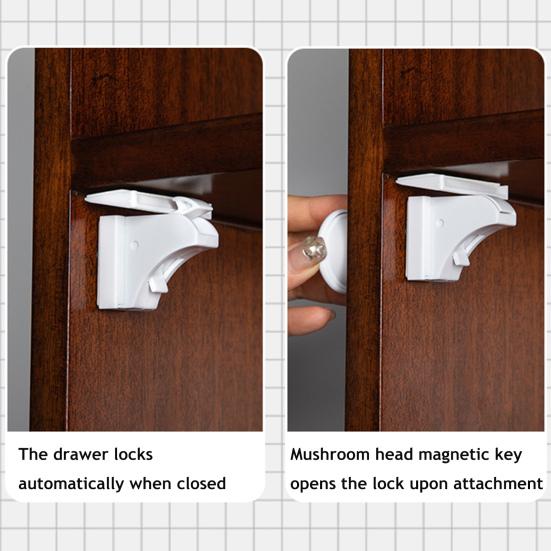 Child Safety Magnetic Drawer No Drilling Easy Installation Invisible Design Secure Drawer Lock Invisible Baby Proofing Lock