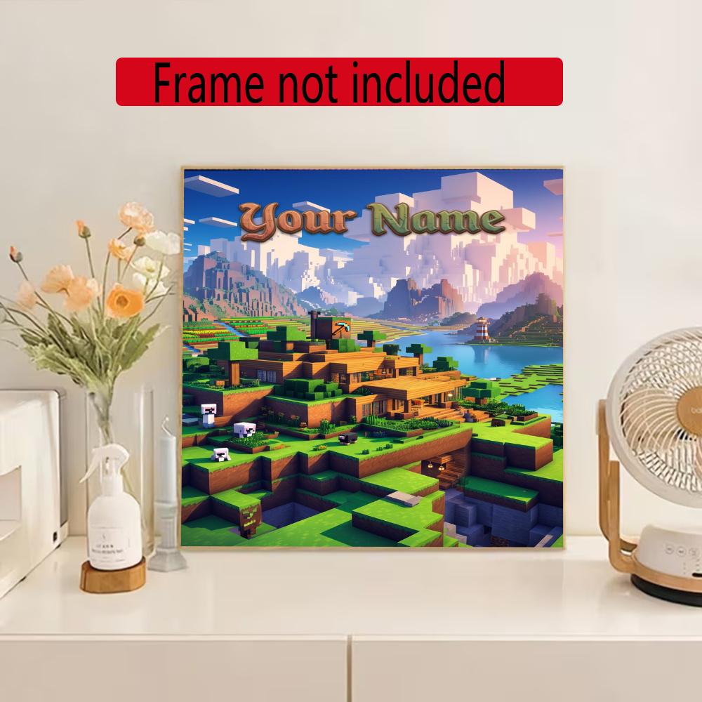Minecraft Personalized Name Round Diamond Painting Kit Diamond Embroidery Painting Rhinestones Mosaic Frameless Handwork Decoration Arts