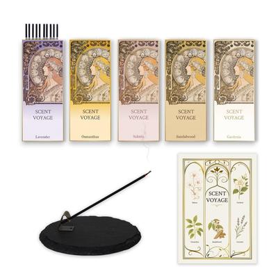 Incense Set with Osmanthus and Incense Light SCENT 5 Incense Sticks Holder, Smoke, Fragrance-Infused Assortment, VOYAGE,