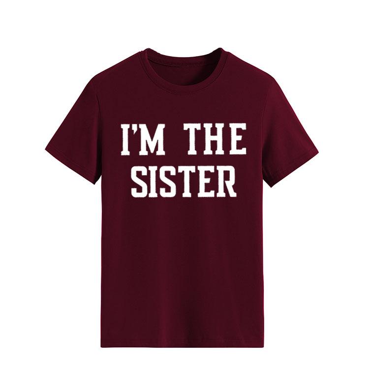 "I'M THE SISTER" Letter Print Women's Short-Sleeve T-Shirt - European & US Style Cross-Border Fashion.