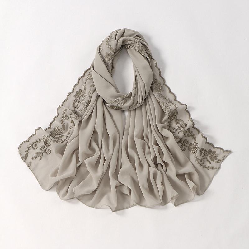 

Elegant Women Beach Silk Scarf Solid Embroidery Floral Wrap Shawl Lady Sunscreen Bandanas Hijab Scarve Pareo Headscarf Casual One Size& 8Y