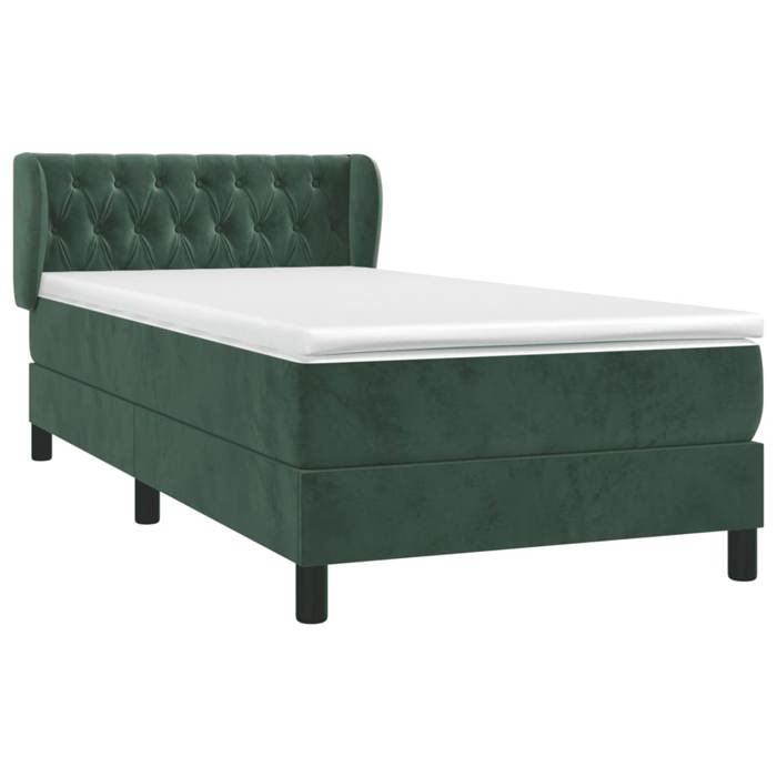 3127652 vidaXL Lit à sommier tapissier avec matelas Vert foncé 90x200 cm