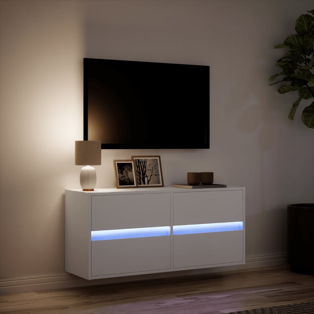 TV Wall Cabinet with LED Lighting White 100 x 31 x 45 cm