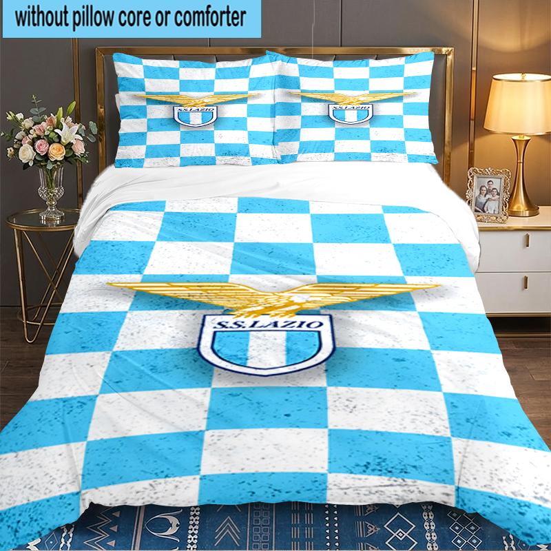 3PCS Lazio Football Crest Bedding set,Ideal For1pc Duvet Cover And 2pcs Pillowcases Perfect for Christmas gift,Ideal for Bedroom, Dormitory