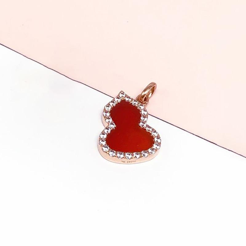 Exquisite Russian Purple Gold Diamond Gourd Pendant 585 Rose Gold Plated Fashionable Exquisite Red Fritillary Necklace