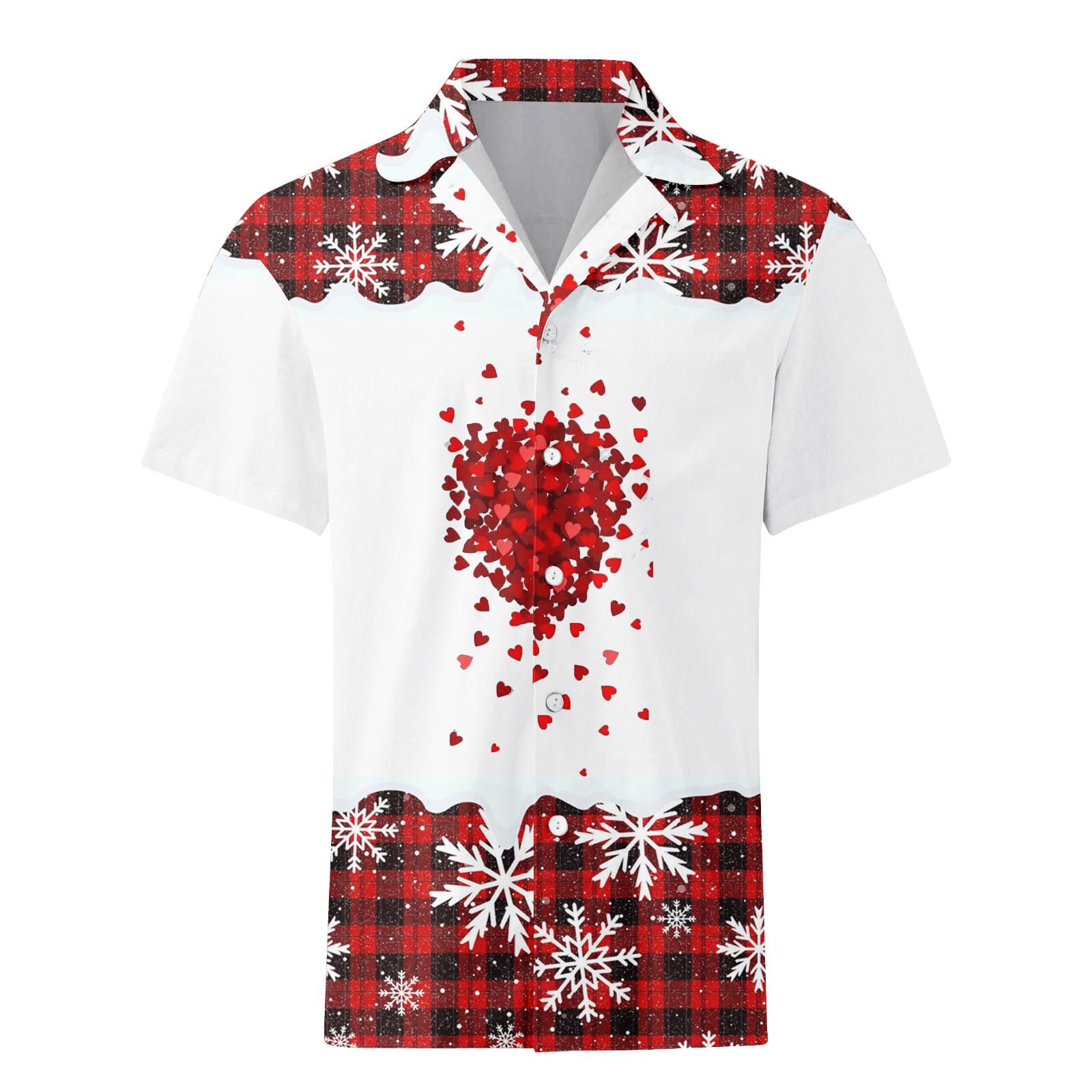 

Чоловіча повсякденна сорочка з принтом, з коротким рукавом, однобортна, з лацканами XL кавун червоний колір