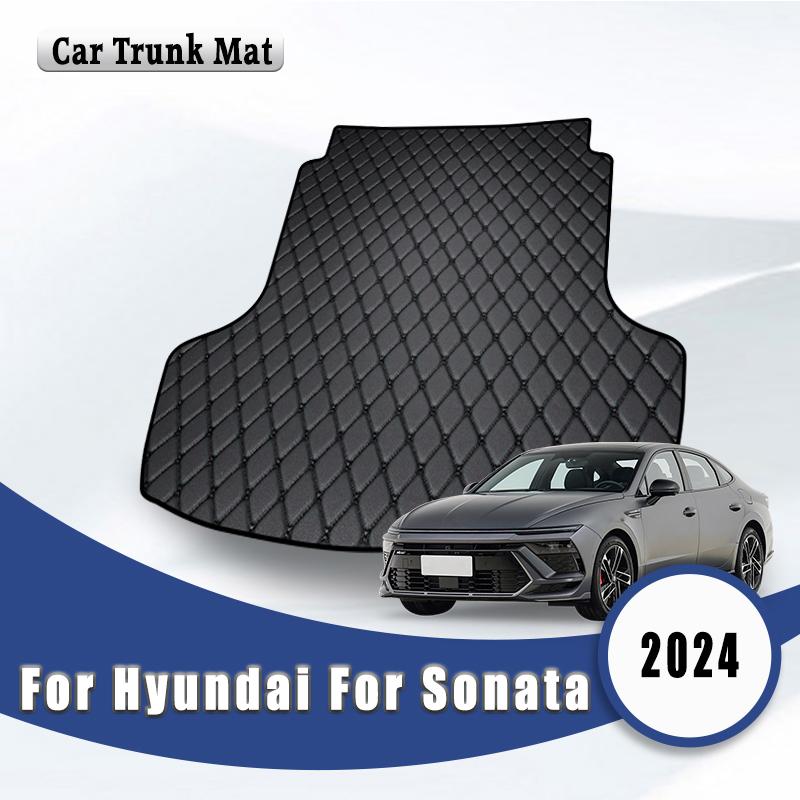 Car Trunk Mats For Hyundai Sonata 2024 Auto Interior Accessories Waterproof Covers Parts Products Cargo Liner Rugs Pads