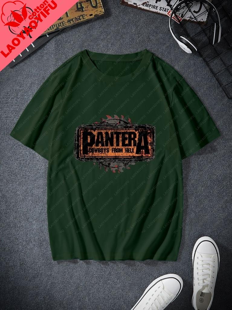 Retro Pattern TShirts From The American Band Pantera Cotton RoundNeck TShirts Are Suitable For Both Unisex And Unisex