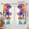 2pcs,2D Plane Printing Curtains Vibrant Blooms Durable Polyester (without Rod) Holiday Perfect for Living Room & Office Decor