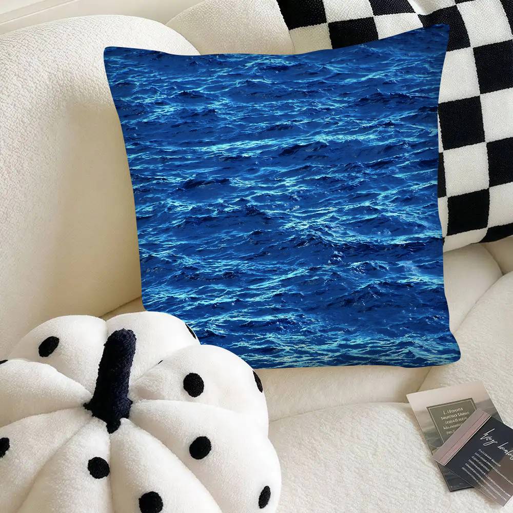 Blue Ocean Pillow Case Fashion Square Pillowcase Bedroom Sofa Room Ins Decoration Leisure
