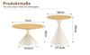 Hourglass Series 2-Piece Coffee Tables with Conical Shape, Melamine Tabletop in Wood Look + Cream Metal Base, Stackable, Living Room, Bedroom & Office