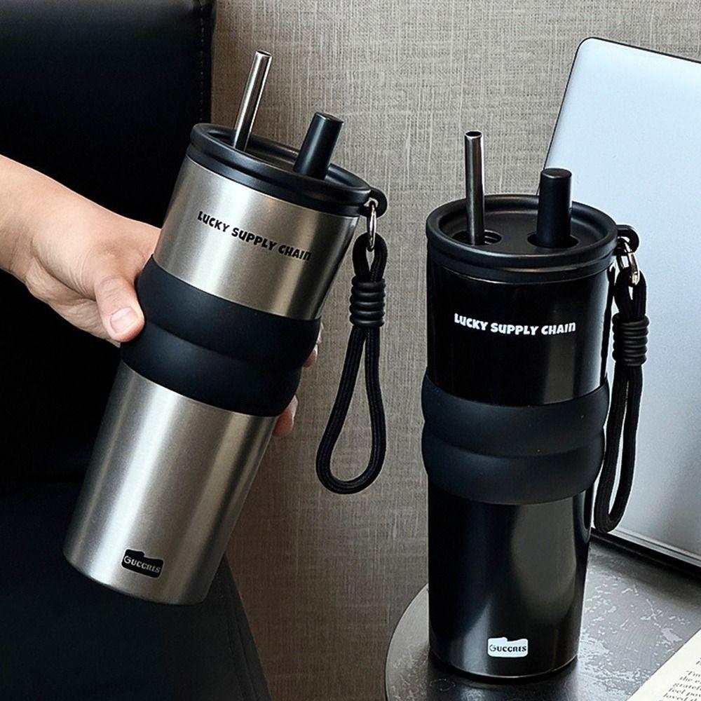 700ML Vacuum Insulated Bottle with Handle Straw Cup New Water Bottle
