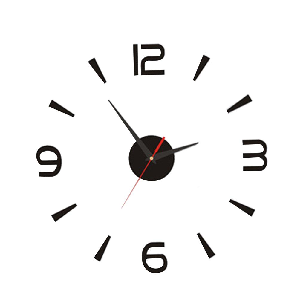 DIY Wall Clock 40cm Small Black Modern Simple European Style Silent Acrylic Frameless DIY 3D Wall Clock