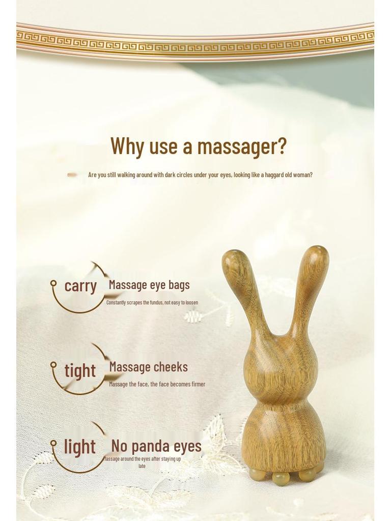Natürlicher Grüner Sandelholz Kaninchenauge Massager & Lotus Samen Gesicht Akupunkturpunkt Stick