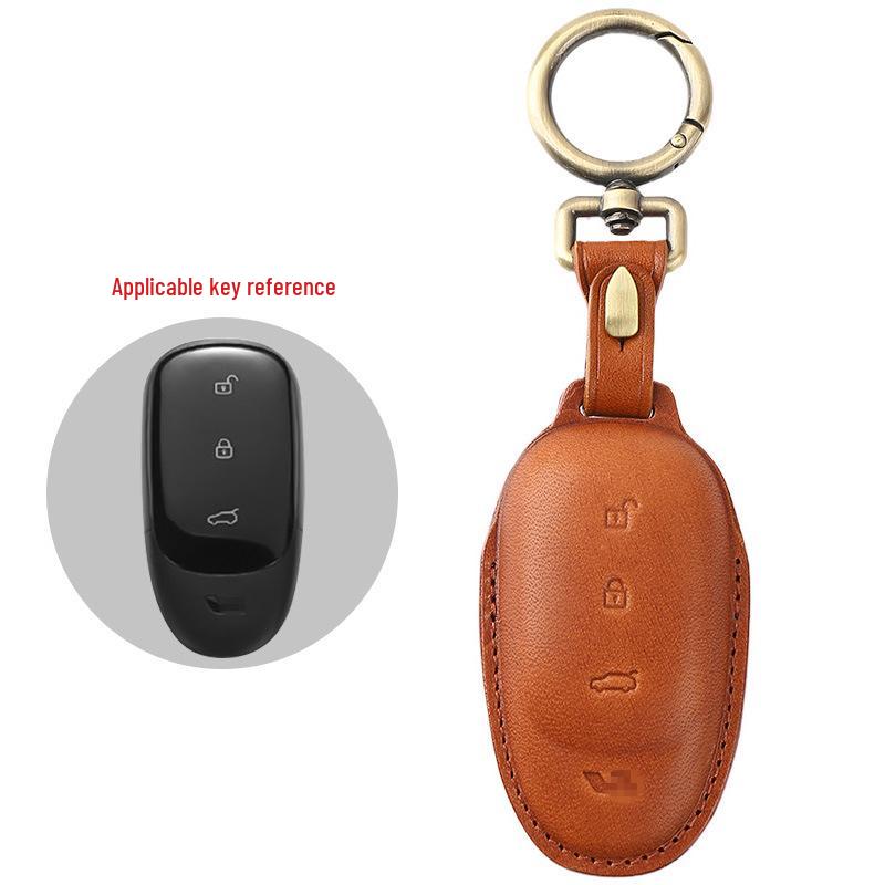 Premium Genuine Leather Key Case for Ideal ONE 2020 - Vintage Cowhide Car Key Bag with Personality