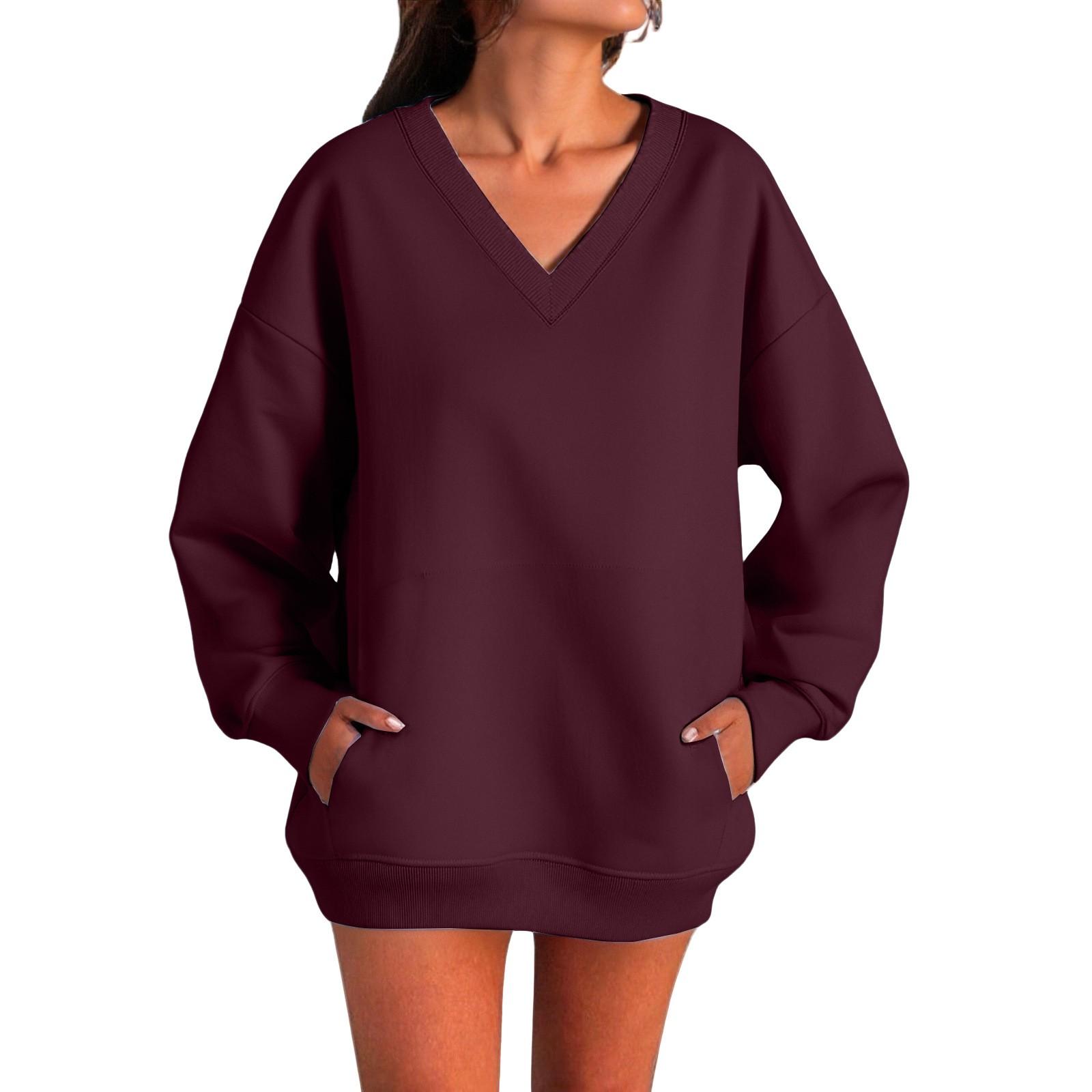 

Women s Solid-color Fashionable Long-sleeved Top XL