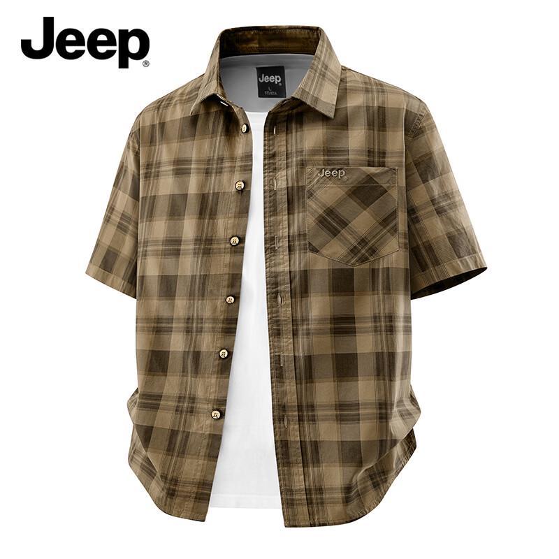 Jeep Men s Pure Cotton Plaid Short Sleeve Shirt 2XL