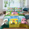 Happy Camping Duvet Cover Queen Cartoon Caravan Camping Bedding Set Farmhouse Style 3D Camper Comforter Cover With Pillowcases02