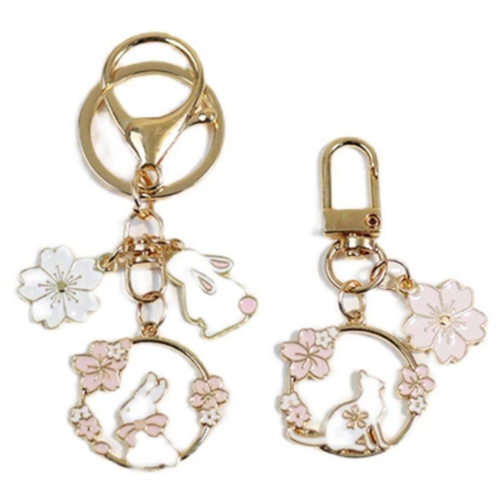 Packaging Decoration Headset Pendant Rabbit Cat Keychain Bag Pendants Key Rings Pink Sakura