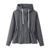 Zbzr Autumn New Women Clothes Drawstring Zip-up Stand Collar Hoodie Cargo Culottes 4341724 4391521