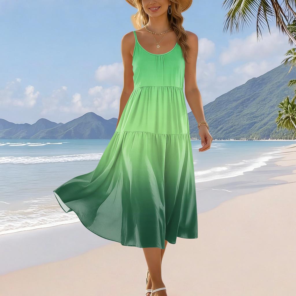 Rückenfreies Kleid Maxikleider Spaghettiträgerkleid Strandkleid Urlaubsoutfits Für Damen Ärmelloses Sommer-Stil