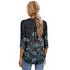Damen Mode Lässiges Dreiviertelarm T-Shirt Bedrucktes V-Ausschnitt Top