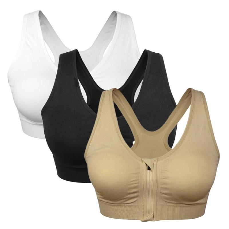 Women's Front Zipper Sports Breathable Wirefree Padded Push Up Sports Top Fitness Gym Yoga Workout Bra Sports Bra Tops