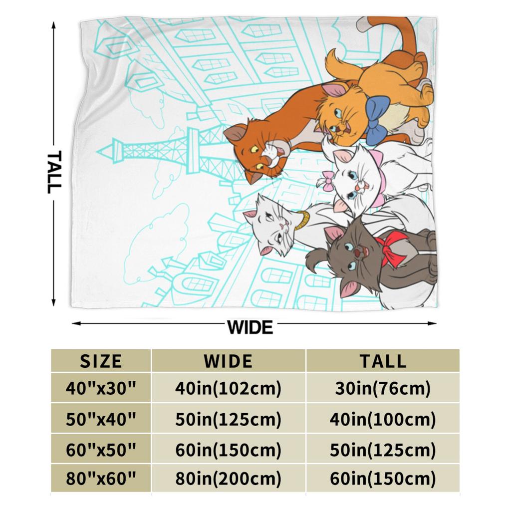 Aristocats Cats Family Cartoon Blanket Fleece Summer Portable Warm Throw Blankets for Bedding Couch Bedspreads