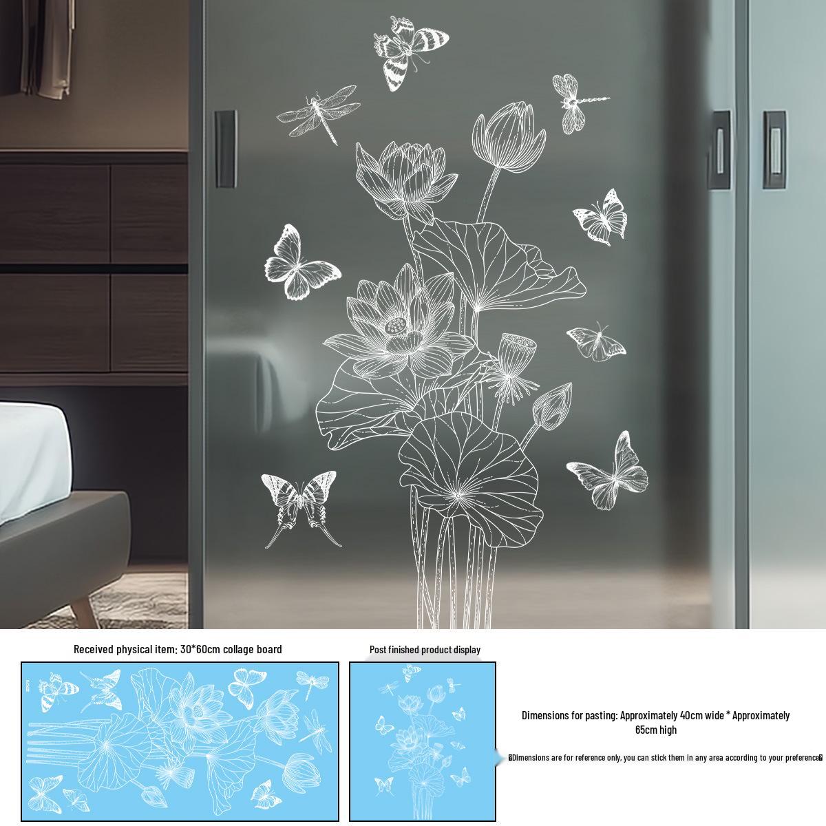 Electrostatic White Butterfly Lotus Window Stickers - Spring 2026 Spring 60cm x 30cm x 1 sheet (Cotton Swab Roll)