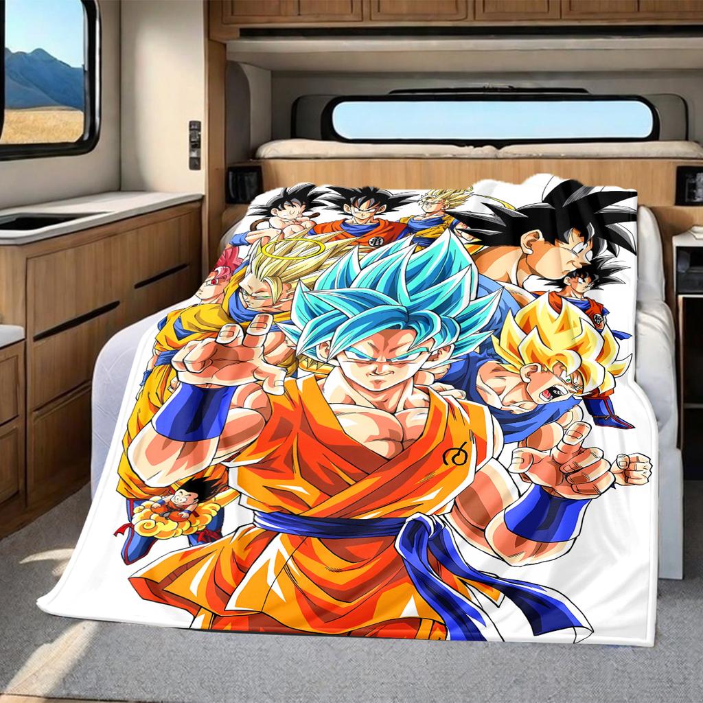 1 ks Flanelová deka s potiskem Dragon Ball Super, Vysoce kvalitní, Pro všechna roční období, Domácí dekorace, Teplo a pohodlí, Perfektní jako vánoční dárky