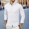 New Men'S Business Casual Long Sleeved Solid Color Shirt Wrinkle Resistant Wrinkle Free Comfortable All Season Versatile Top
