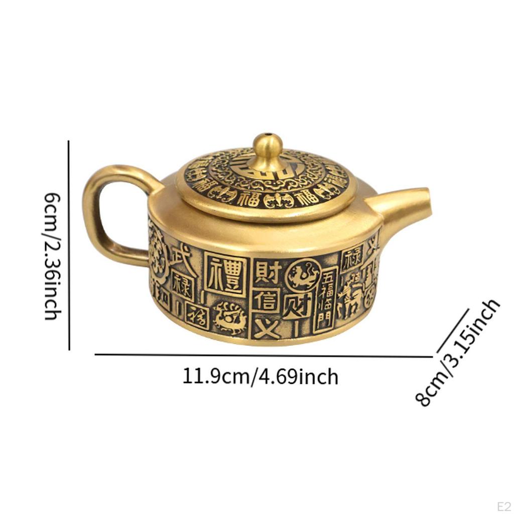 Brass Traditional Chinese Teapot Tabletop Decoration Versatile Handheld 4.7x3.2x2.3inch for Spring