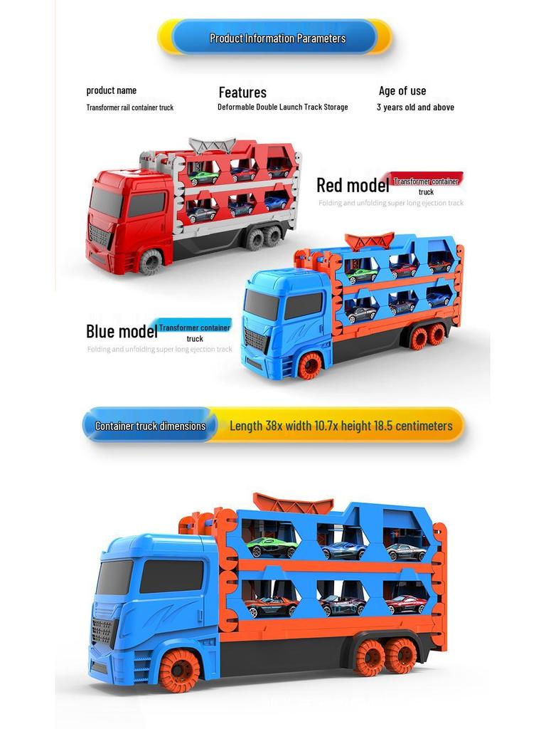 Transforming Toy Truck Car Model with Launching & Storage Features for Kids Aged 3-6