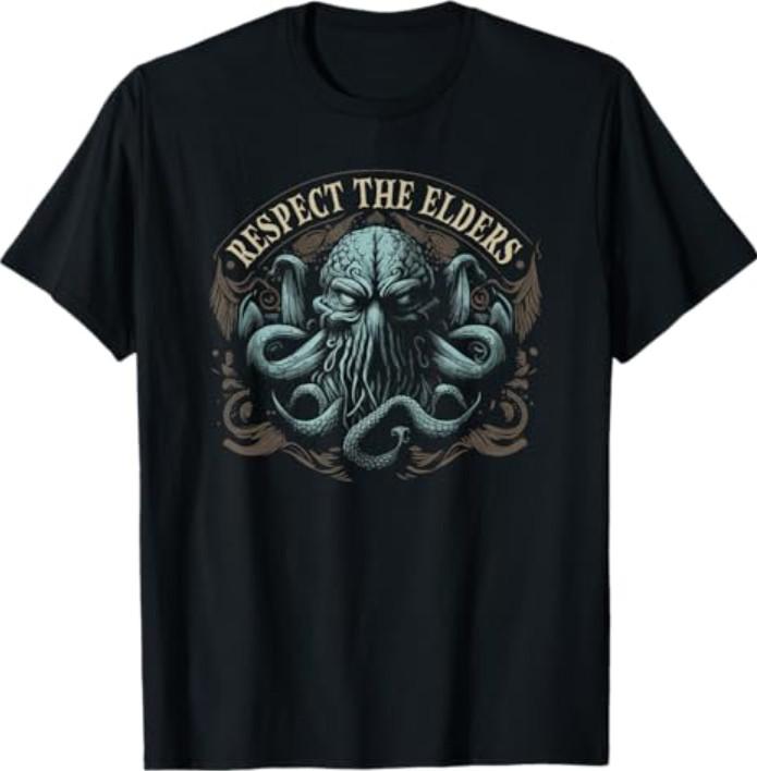 Cthulhu Respect The Elders, Cosmic Horror Cthulhu T-Shirt S