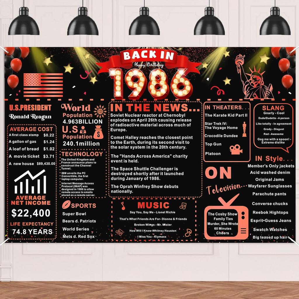 Back In 1976 Red and Black 50th Birthday Decorations Happy 50th Birthday Banner Vintage Birthday 50 Years Ago Backdrop Theme Decor 50th Gifts for Man