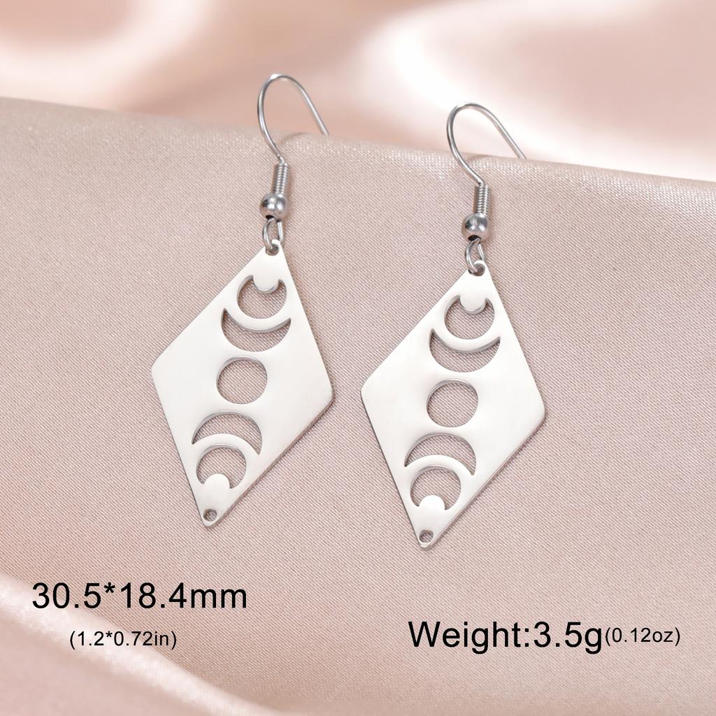 LIKGREAT Spiral Triple Moon Goddess Stud Earrings Women Stainless Steel Wicca Amulet Dangle Earring Jewelry Valentine's Day Gift