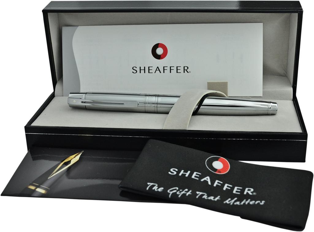 Sheaffer 300 Fountain Medium Straight Line Officially Imported Pen, Nib, Chrome, SGC9326PN-M,