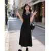 French Fake Two-piece Polo Collar Short-sleeved Dress 2026 Summer New Large Size Fat Mm Waist and Thin Temperament Long Dress