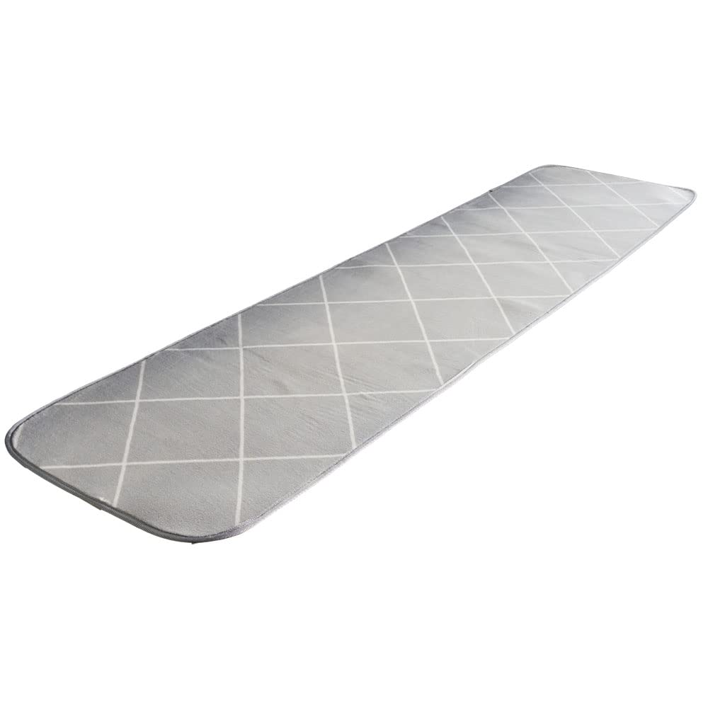 Iris Plaza Flannel Kitchen Soft and Dust Mite Diamond Mat, Fluffy, Washable, Resistant, Gray, 60x180cm, FNR-RCK-6018