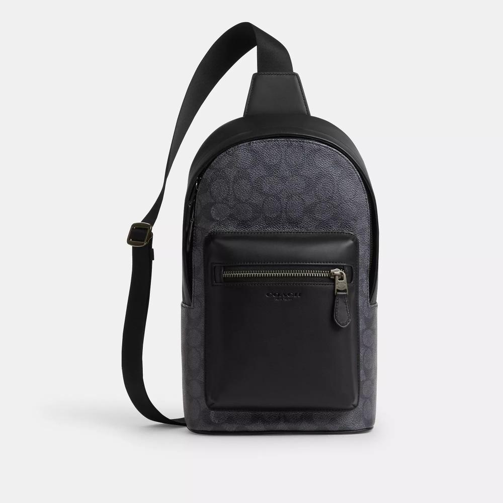 

Coach West Pack In Signature Canvas Gunmetal Charcoal Black One Size