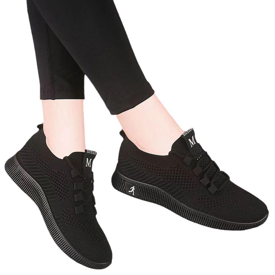 Women's Shoes Red Dance Square Dance Dance Shoes Fly-woven Mesh Breathable Non-slip Soft Sole Middle-aged and Elderly Mother Shoes Sports