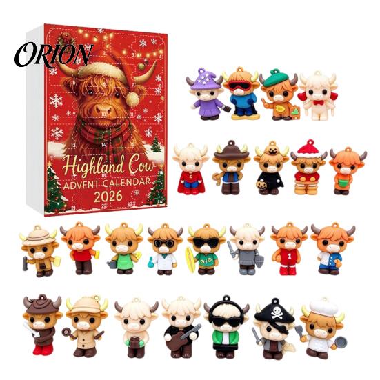 Holiday Countdown Surprise 24 Days 3D Highland Cow Advent Calendar 2026, Christmas Cute Farm Animal Gift for Parent Child Interaction Calendar,